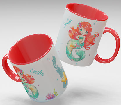 Personalisierte Kaffee - Tasse mit Namen - Meerjungfrau-1