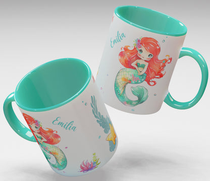Personalisierte Kaffee - Tasse mit Namen - Meerjungfrau-1