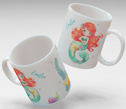 Personalisierte Kaffee - Tasse mit Namen - Meerjungfrau-1