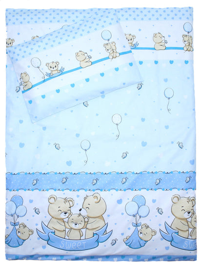 Baby Bettset -Sweet Bärchen in Blau - 5-9 teilig mit Vollstoff Himmel