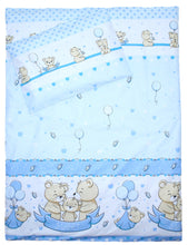 Lade das Bild in den Galerie-Viewer, Baby Bettset -Sweet Bärchen in Blau - 5-11 teilig mit Vollstoff Himmel
