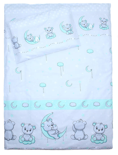 3-6 tlg Baby Kinder Bettset Baby Bettwäsche Bettdecke Kissen - Bärchen Minze
