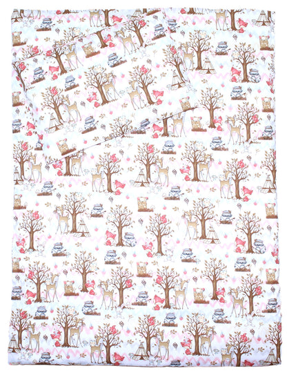 3-6 tlg Baby Kinder Bettset Baby Bettwäsche Bettdecke Kissen -Waldfreunde