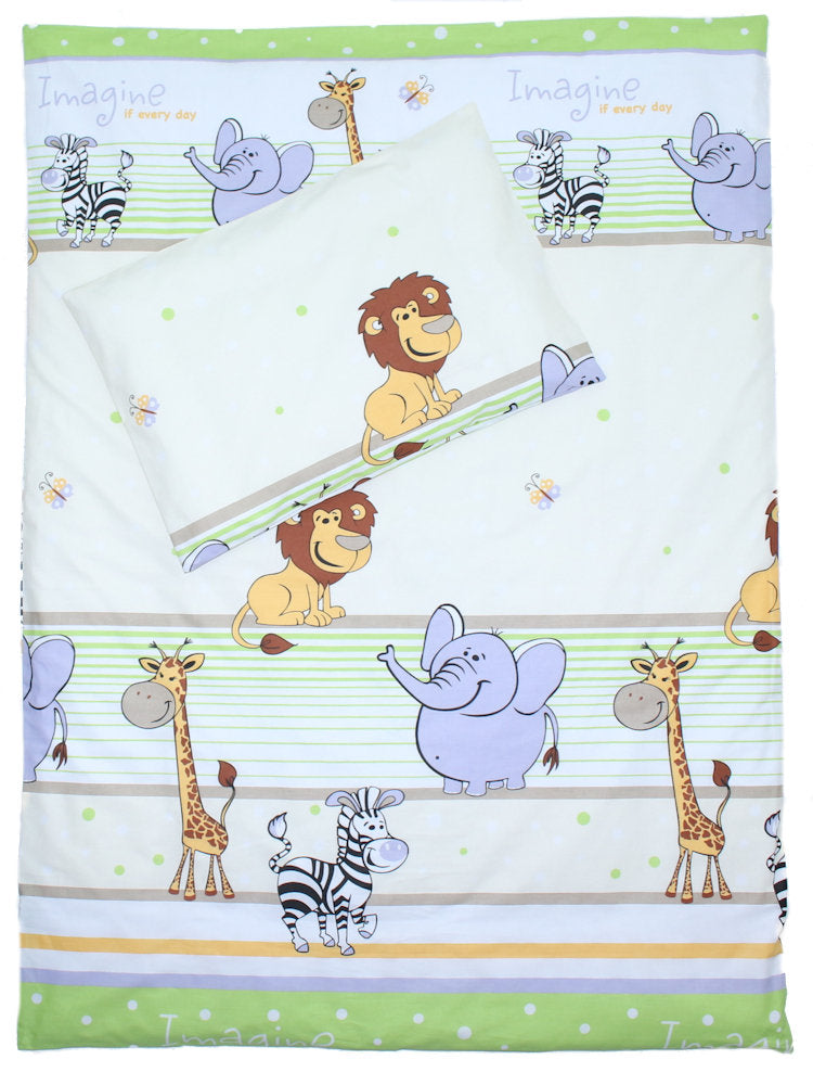 3-6 tlg Baby Kinder Bettset Baby Bettwäsche Bettdecke Kissen -Safari Grün