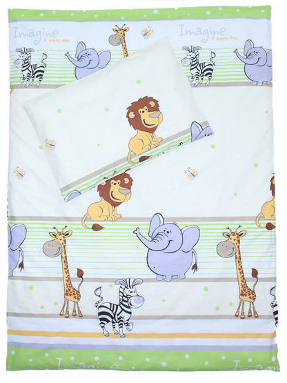 3-6 tlg Baby Kinder Bettset Baby Bettwäsche Bettdecke Kissen -Safari Grün