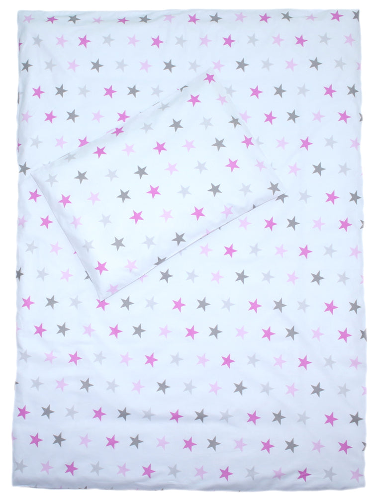 3-6 tlg Baby Kinder Bettset Baby Bettwäsche Bettdecke Kissen -Star Rosa