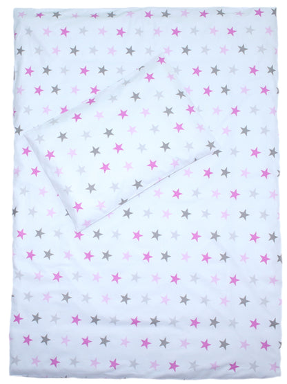 3-6 tlg Baby Kinder Bettset Baby Bettwäsche Bettdecke Kissen -Star Rosa
