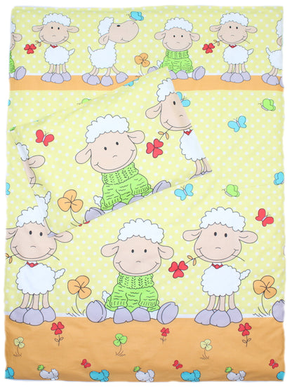 3-6 tlg Baby Kinder Bettset Baby Bettwäsche Bettdecke Kissen -Schaf Gelb