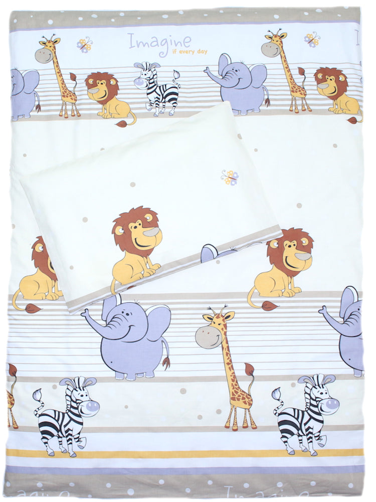 3-6 tlg Baby Kinder Bettset Baby Bettwäsche Bettdecke Kissen -Safari Beige