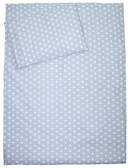 3-6 tlg Baby Kinder Bettset Baby Bettwäsche Bettdecke Kissen -Sterne auf Grau