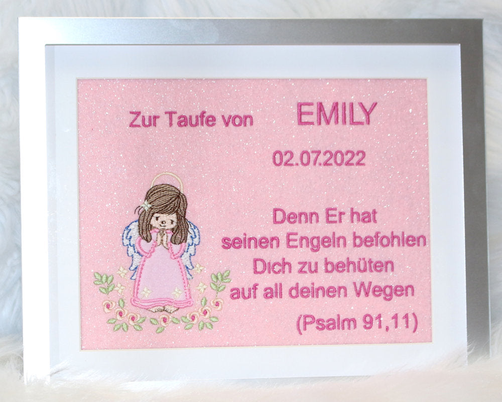 Geschenk zur Taufe mit Namen mit 3D Bilderrahmen - Mädchen-1