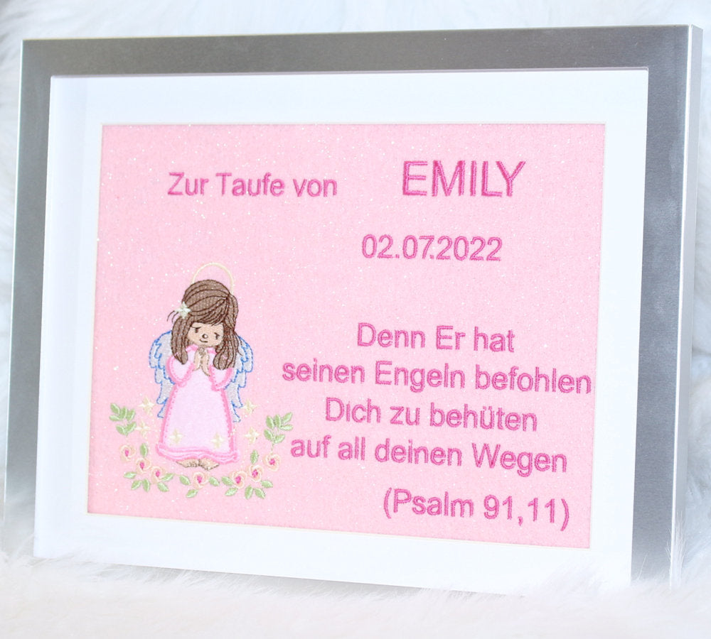 Geschenk zur Taufe mit Namen mit 3D Bilderrahmen - Mädchen-1