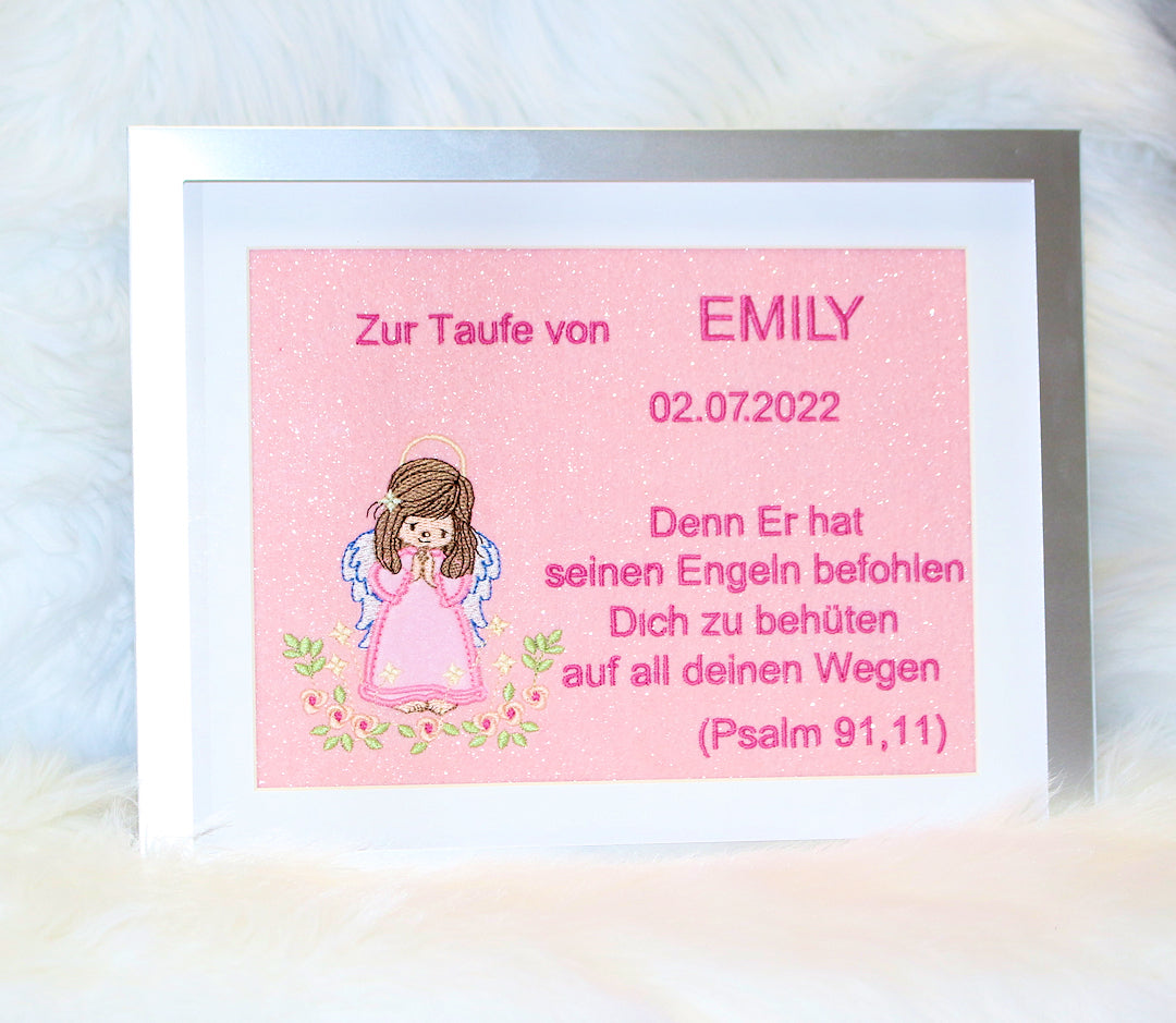 Geschenk zur Taufe mit Namen mit 3D Bilderrahmen - Mädchen-1