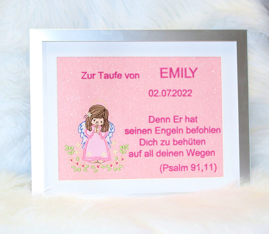 Geschenk zur Taufe mit Namen mit 3D Bilderrahmen - Mädchen-1