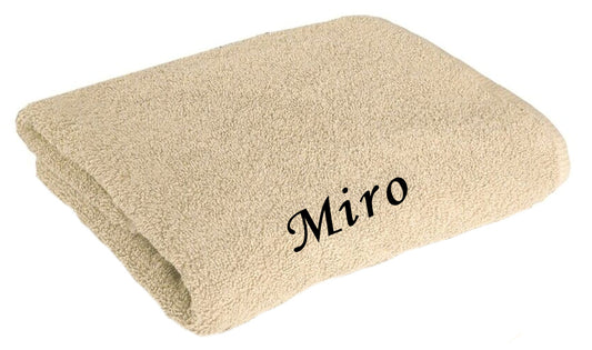Handtuch personalisiert mit Namen bestickt Duschtuch Badetuch - Beige