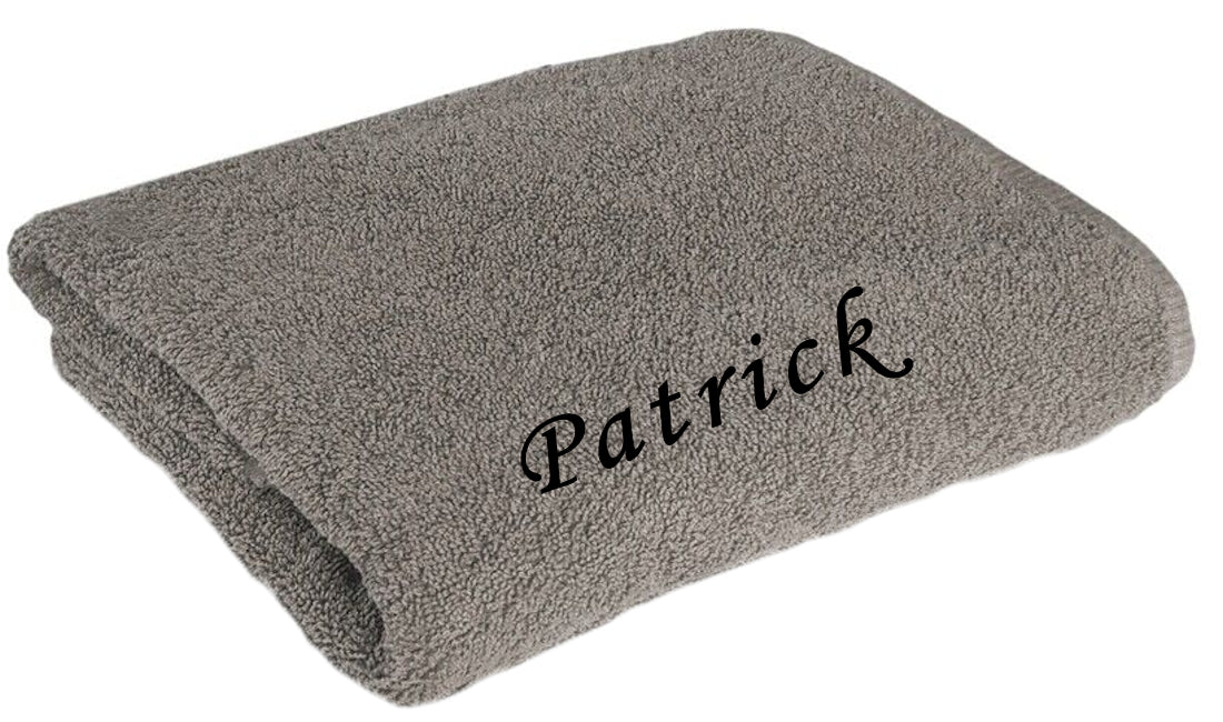 Handtuch personalisiert mit Namen bestickt Duschtuch Badetuch - Grau