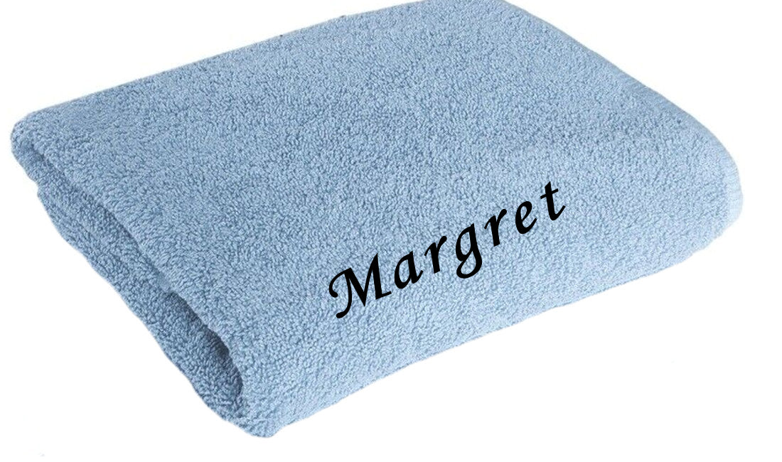 Handtuch personalisiert mit Namen bestickt Duschtuch Badetuch - Hell Blau