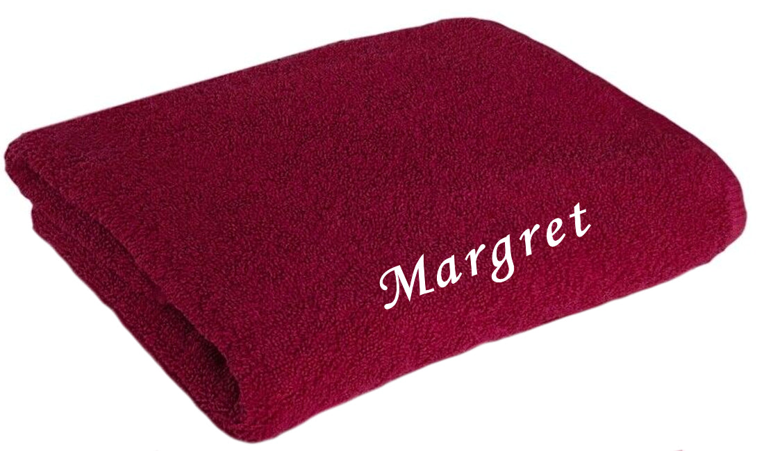 Handtuch personalisiert mit Namen bestickt Duschtuch Badetuch - Kirsche