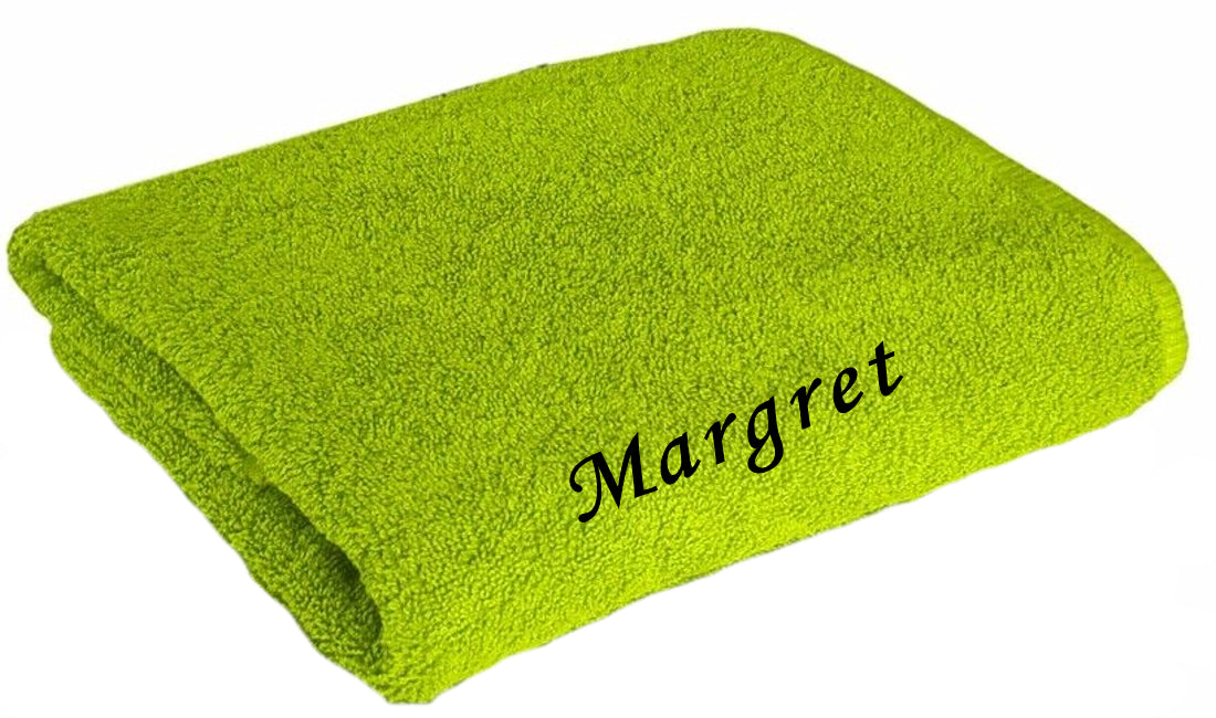 Handtuch personalisiert mit Namen bestickt Duschtuch Badetuch - Limette