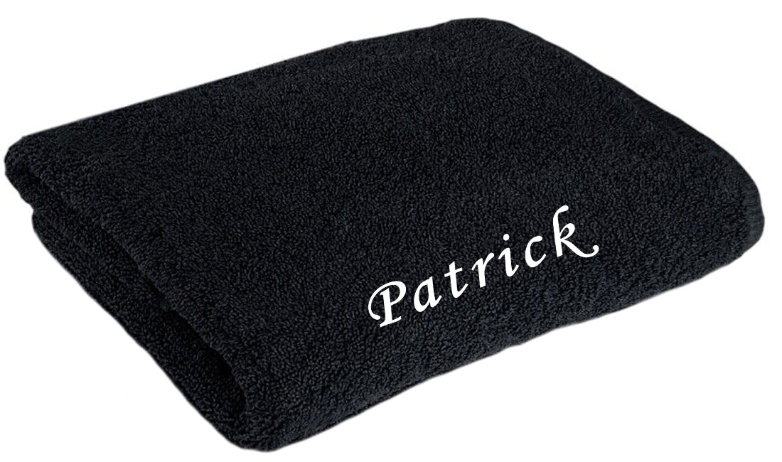 Handtuch personalisiert mit Namen bestickt Duschtuch Badetuch - Schwarz