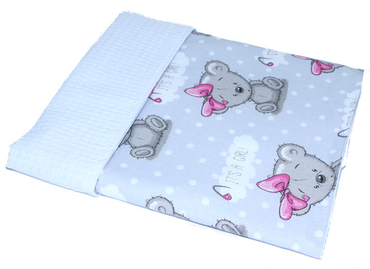 Baby Decke Waffelpiqué / Baumwolle Kuscheldecke - Girl + Weiß