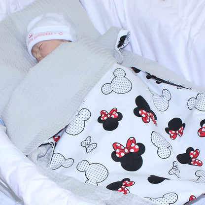Baby Decke Waffelpiqué / Baumwolle Kuscheldecke - Minnie + Grau