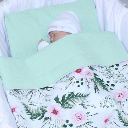 Baby Decke Waffelpiqué / Baumwolle Kuscheldecke - Flowers + Minze