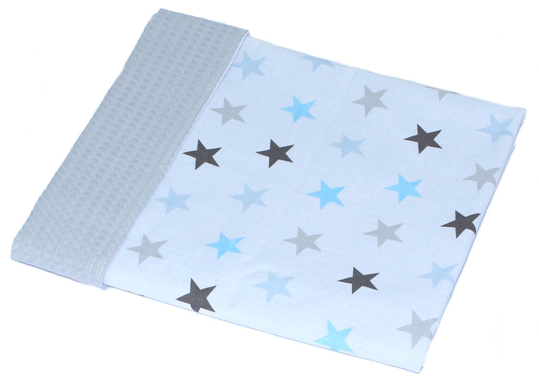 Baby Decke Waffelpiqué / Baumwolle Kuscheldecke - Star Blau + Grau