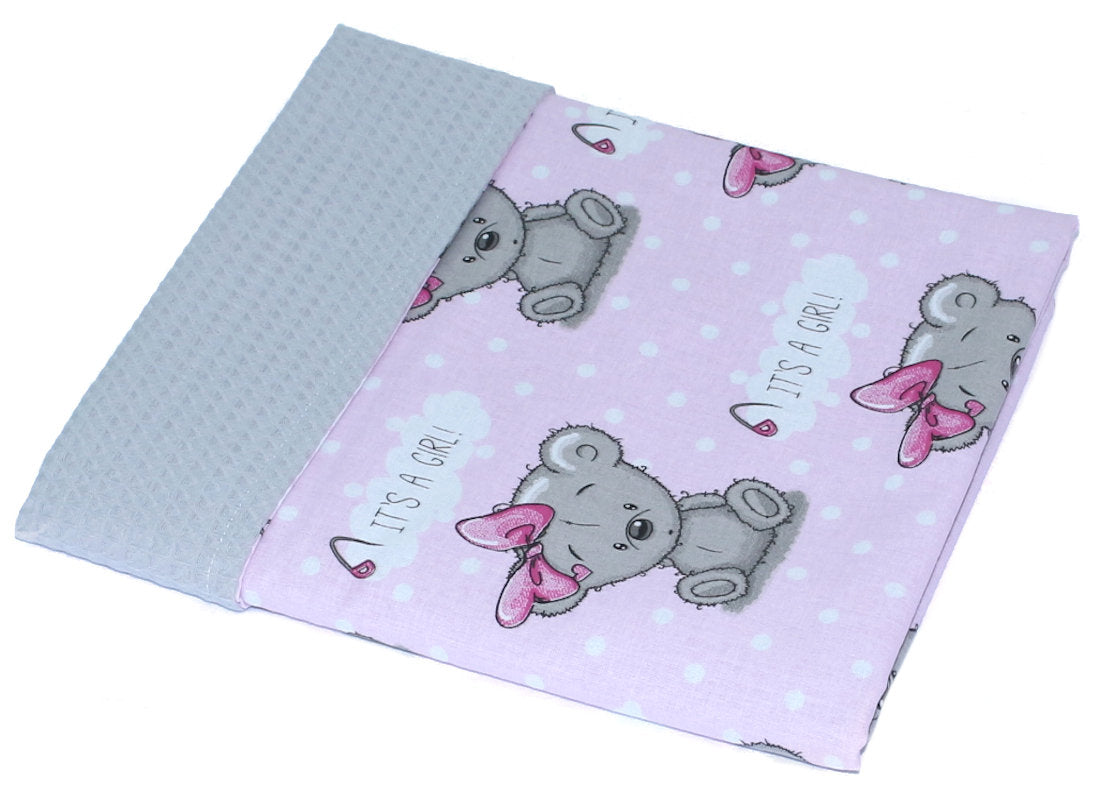Baby Decke Waffelpiqué / Baumwolle Kuscheldecke - Girl Rosa + Grau