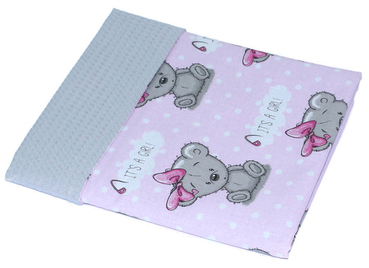 Baby Decke Waffelpiqué / Baumwolle Kuscheldecke - Girl Rosa + Grau