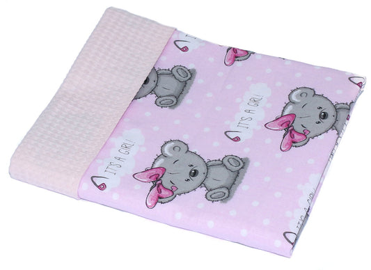 Baby Decke Waffelpiqué / Baumwolle Kuscheldecke - Girl - Rosa + Rosa