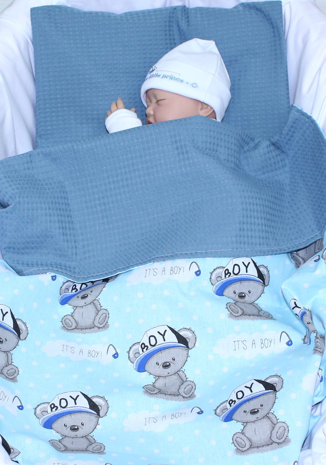 Baby Decke Waffelpiqué / Baumwolle Kuscheldecke - Boy Blau + Marine