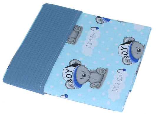 Baby Decke Waffelpiqué / Baumwolle Kuscheldecke - Boy Blau + Marine