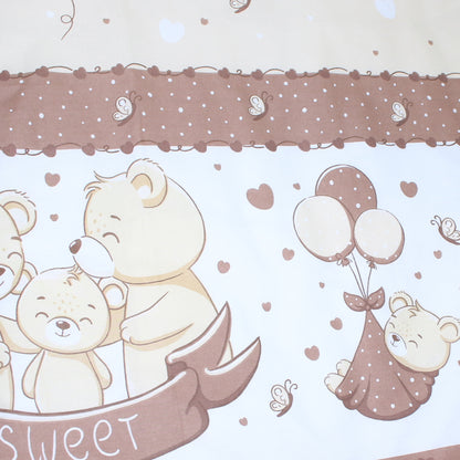 2-4 teiliges Bettwäsche Set - SWEET Bärchen in Braun - für Wiege Beistellbett Kinderwagen