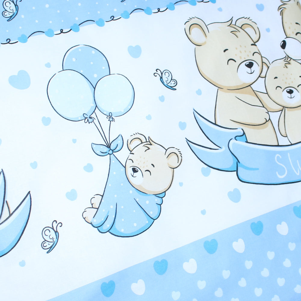 2-4 teiliges Bettwäsche Set - SWEET Bärchen in Blau - 70x78 cm für Wiege Beistellbett Kinderwagen