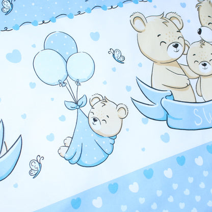 2-4 teiliges Bettwäsche Set - SWEET Bärchen in Blau - 70x78 cm für Wiege Beistellbett Kinderwagen