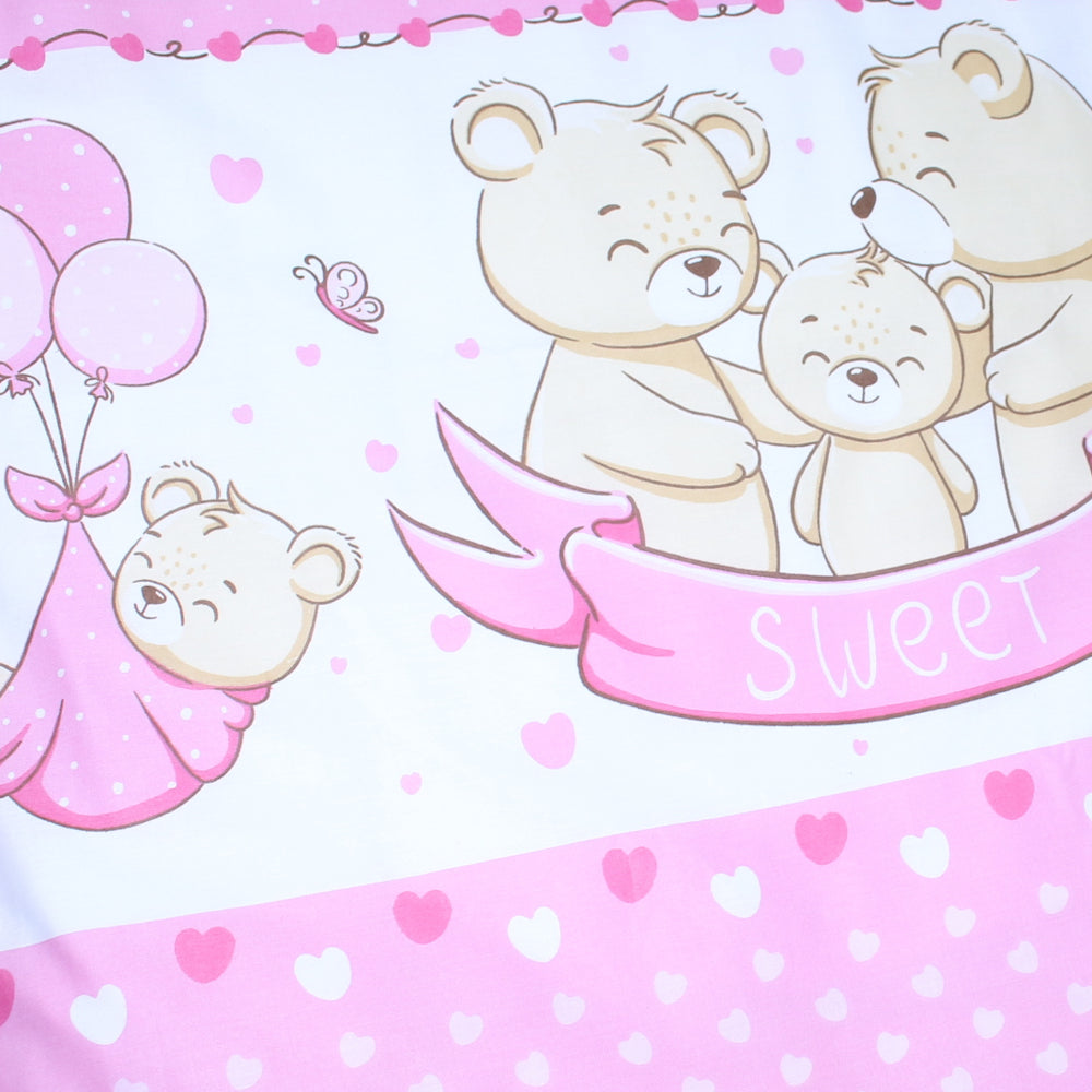 2-4 teiliges Bettwäsche Set - SWEET Bärchen in Rosa - 70x78 cm für Wiege Beistellbett Kinderwagen