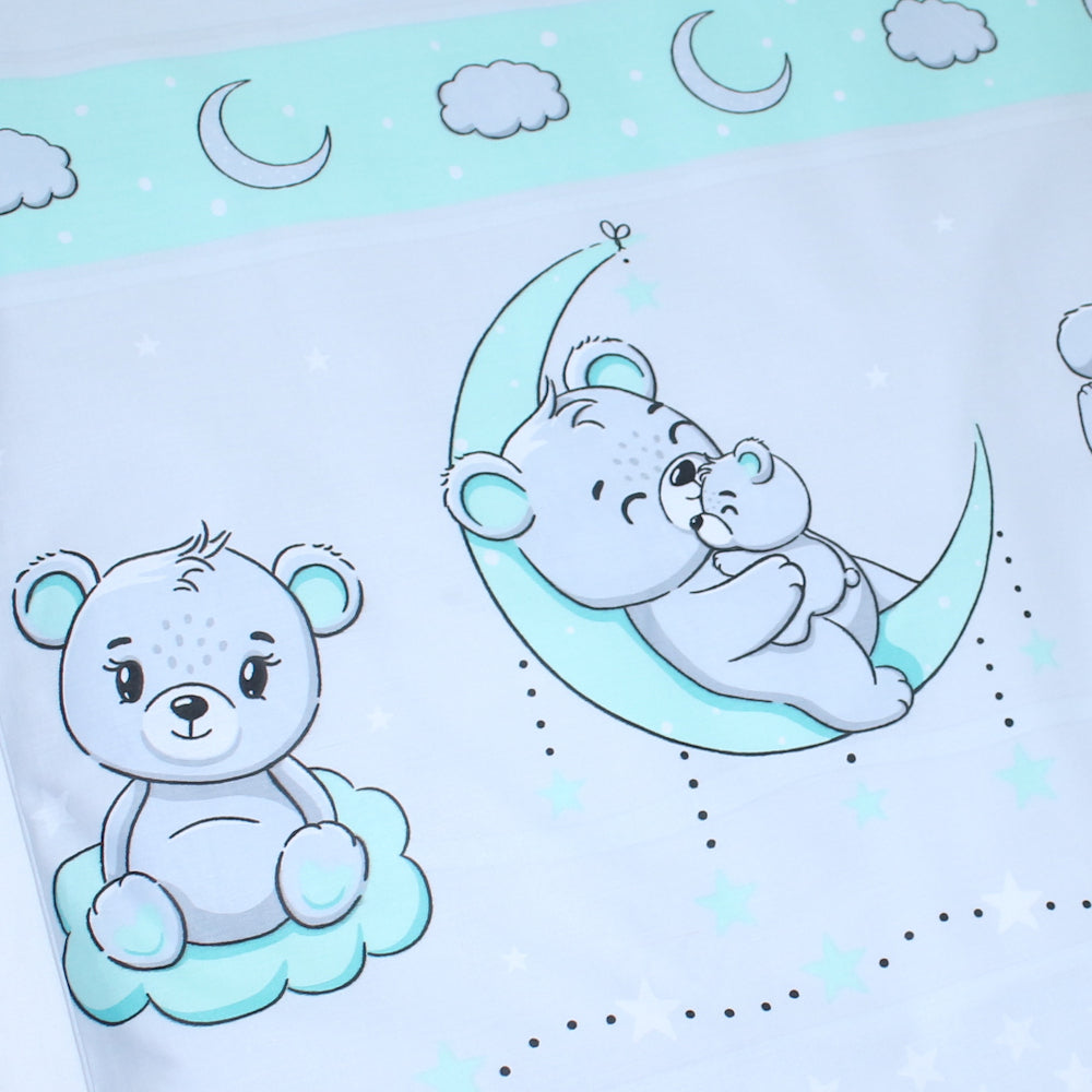 2-4 teiliges Bettwäsche Set - Bärchen - Minze - 70x78 cm für Wiege Beistellbett Kinderwagen