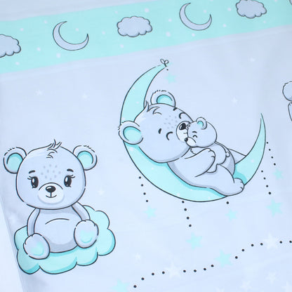 2-4 teiliges Bettwäsche Set - Bärchen - Minze - 70x78 cm für Wiege Beistellbett Kinderwagen