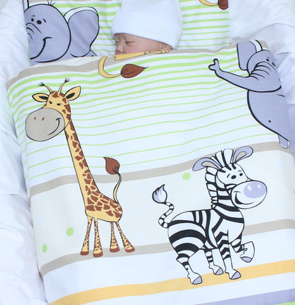 6 TLG- BABY SET mit Bettwäsche - Safari Grün- für Beistellbett 40x90cm