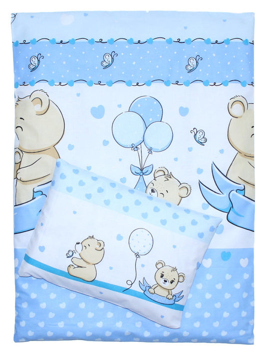 2- 4tlg Kinderwagenset - SWEET Bärchen in Blau- Bettwäsche für Kinderwagen Bezüge Decke Kissen