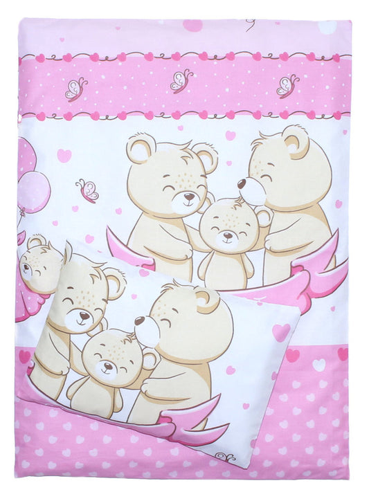 2- 4tlg Kinderwagenset - SWEET Bärchen in Rosa- Bettwäsche für Kinderwagen Bezüge Decke Kissen