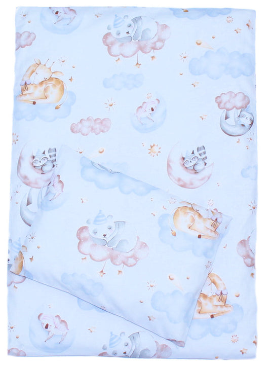 2- 4tlg Kinderwagenset - Wolken- Bettwäsche für Kinderwagen Bezüge Decke Kissen