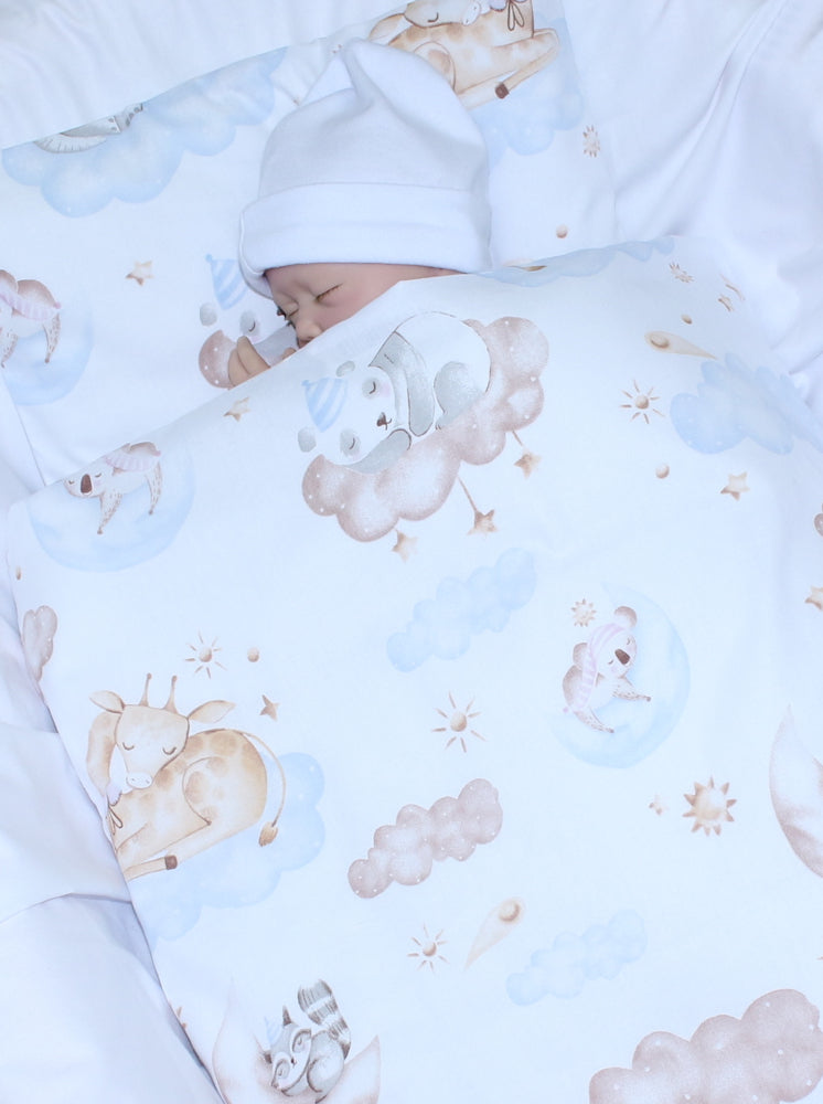 2- 4tlg Kinderwagenset - Wolken- Bettwäsche für Kinderwagen Bezüge Decke Kissen