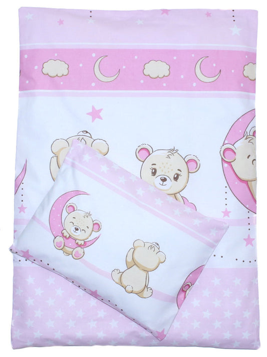 2- 4tlg Kinderwagenset - Bärchen Rosa- Bettwäsche für Kinderwagen Bezüge Decke