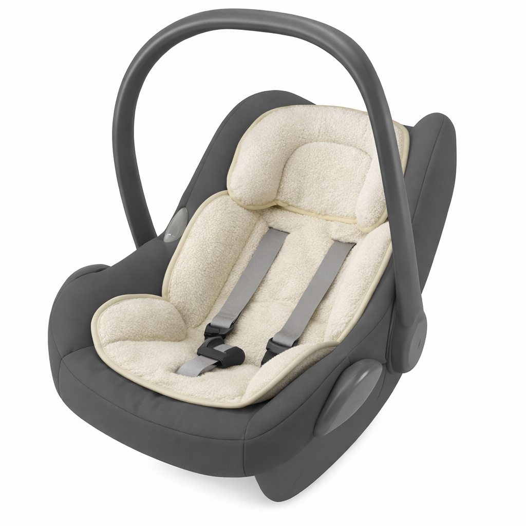Sitzverkleinerer - Bouclé -Einlage Baby Kind Auto Kindersitz Babyschale Einsatz - Creme