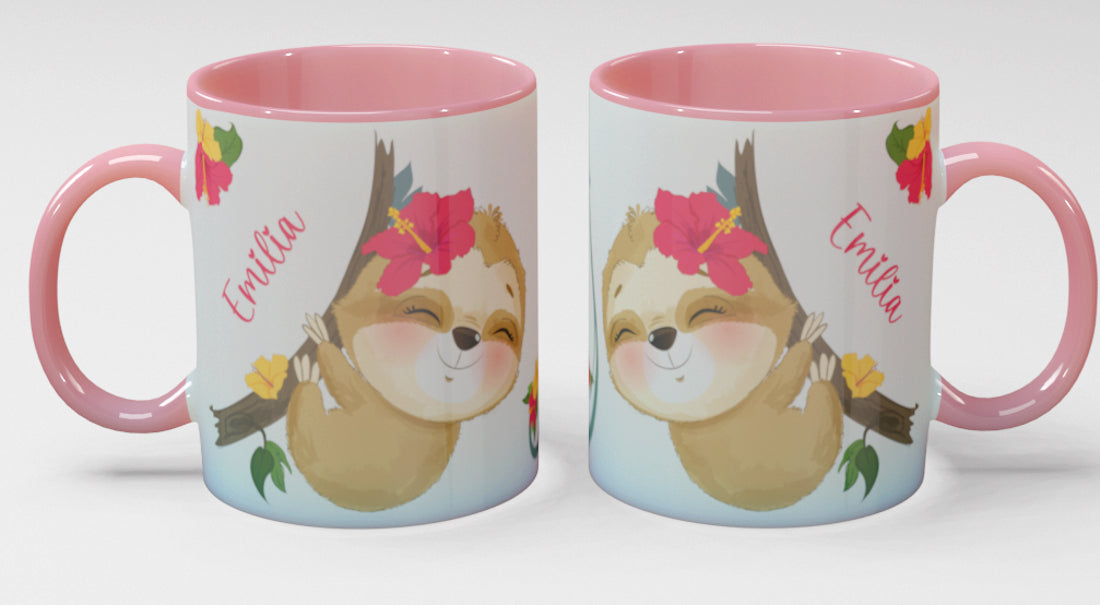 Personalisierte Kaffee - Tasse mit Namen - Faultier-1