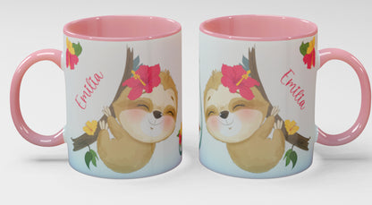 Personalisierte Kaffee - Tasse mit Namen - Faultier-1