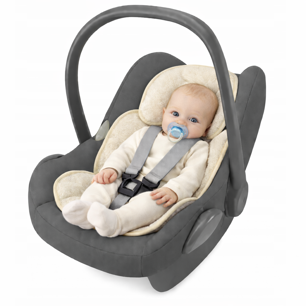 Sitzverkleinerer - Bouclé -Einlage Baby Kind Auto Kindersitz Babyschale Einsatz - Creme