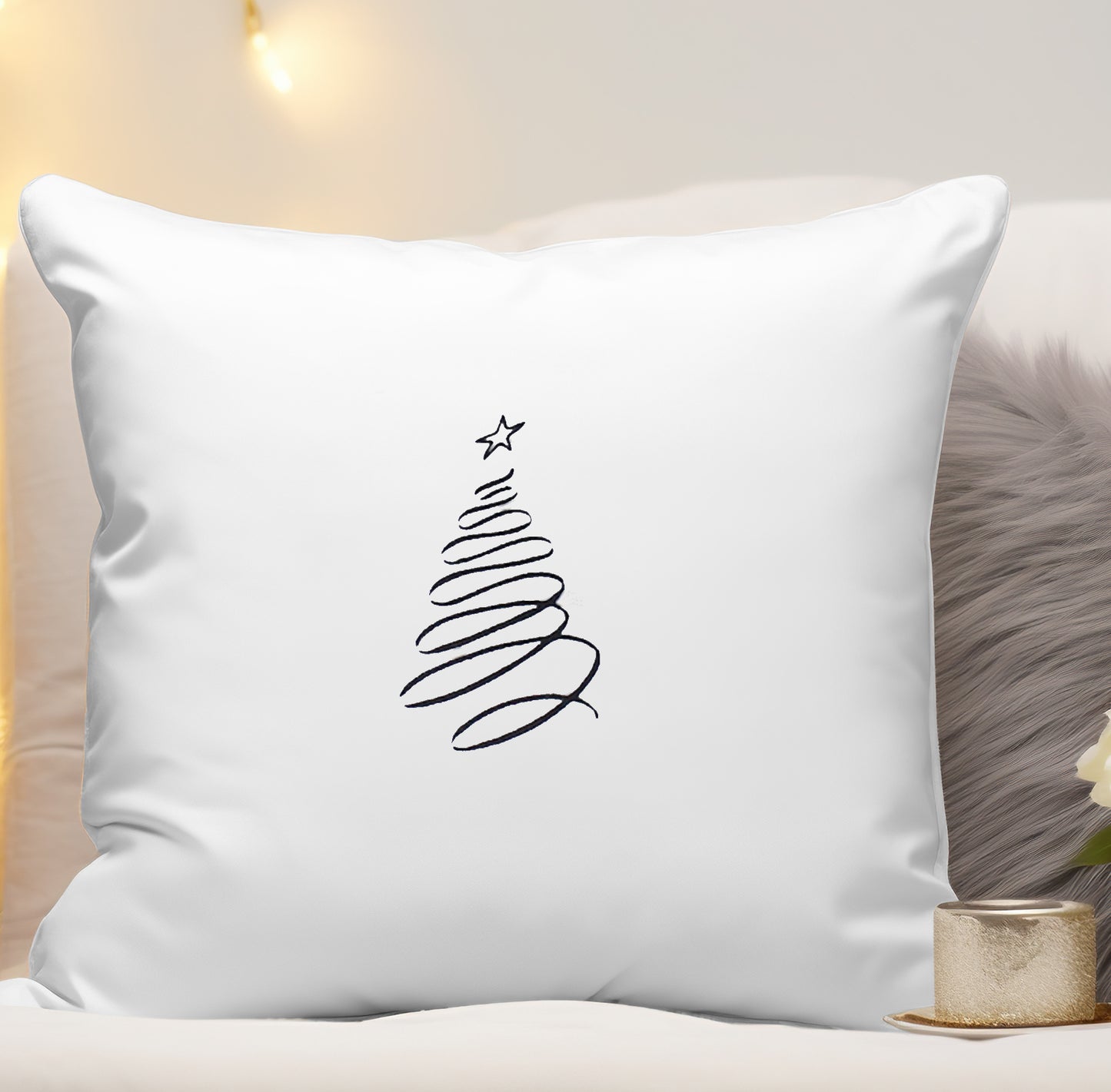 Kissenbezug Weihnachten bestickt minimalistisch Christmas - Tannenbaum